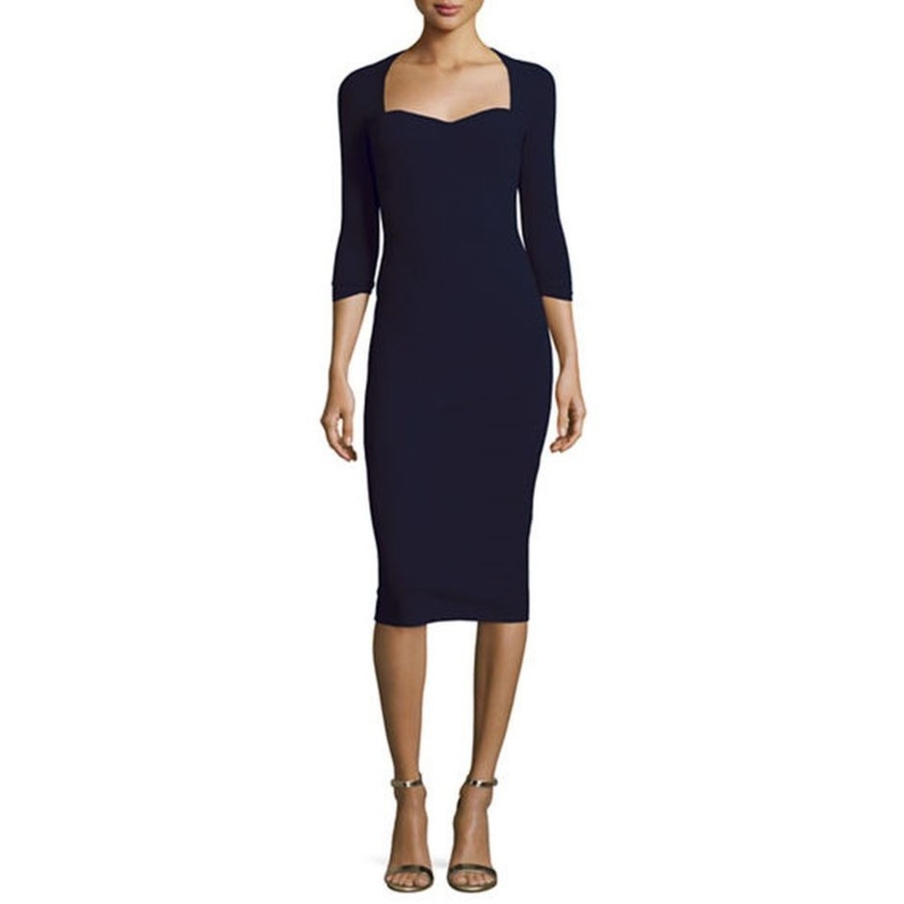 Chiara Boni La Petite Robe Dress Women 46 US 10 Navy Blue Sweetheart 3/4 Sleeve